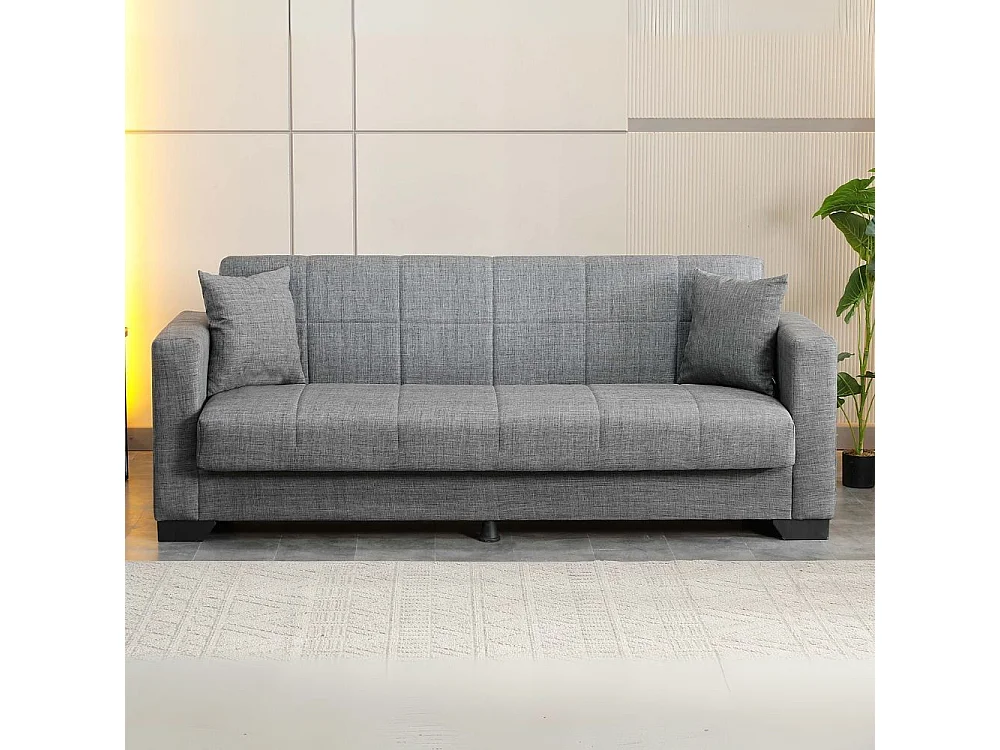 Divano letto Moon con contenitore colore grigio 213x81x83H