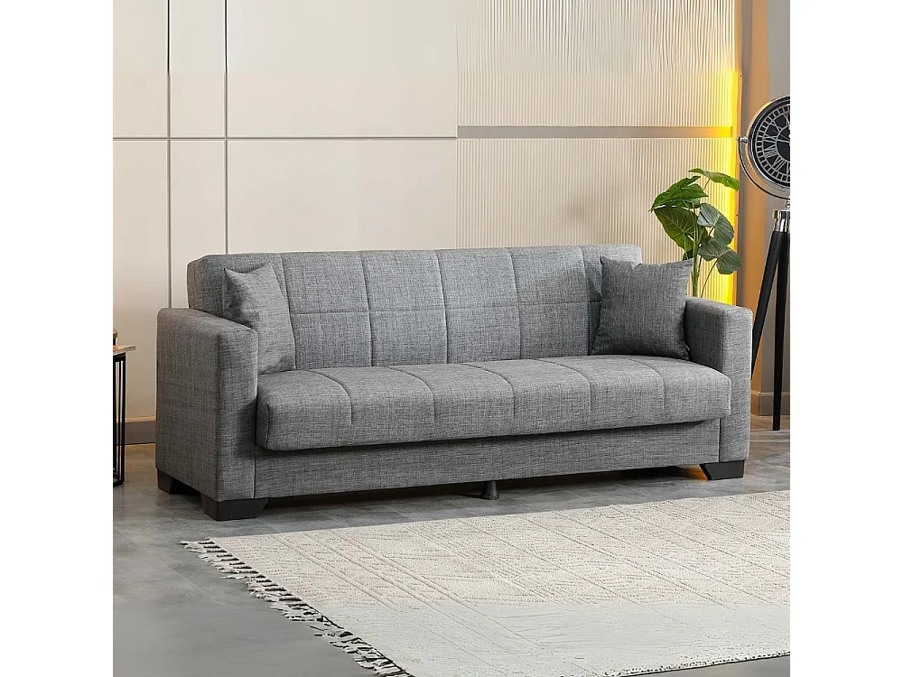 Divano letto Moon con contenitore colore grigio 213x81x83H