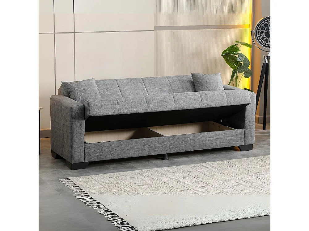 Divano letto Moon con contenitore colore grigio 213x81x83H
