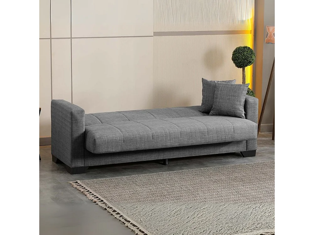 Divano letto Moon con contenitore colore grigio 213x81x83H