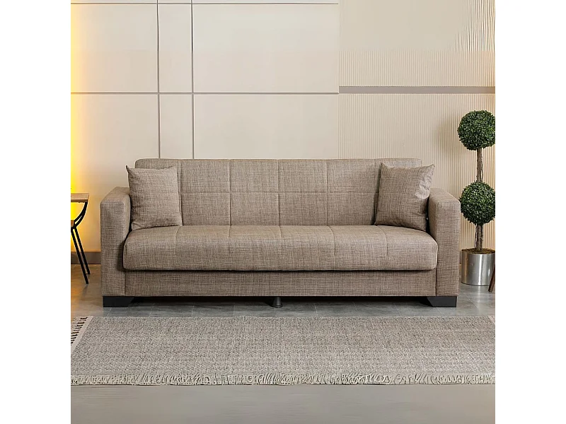 Divano letto Moon con contenitore colore Camel 213x81x83H