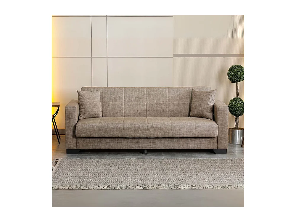 Divano letto Moon con contenitore colore Camel 213x81x83H