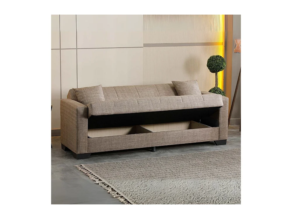 Divano letto Moon con contenitore colore Camel 213x81x83H