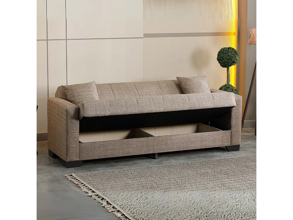 Divano letto Moon con contenitore colore Camel 213x81x83H