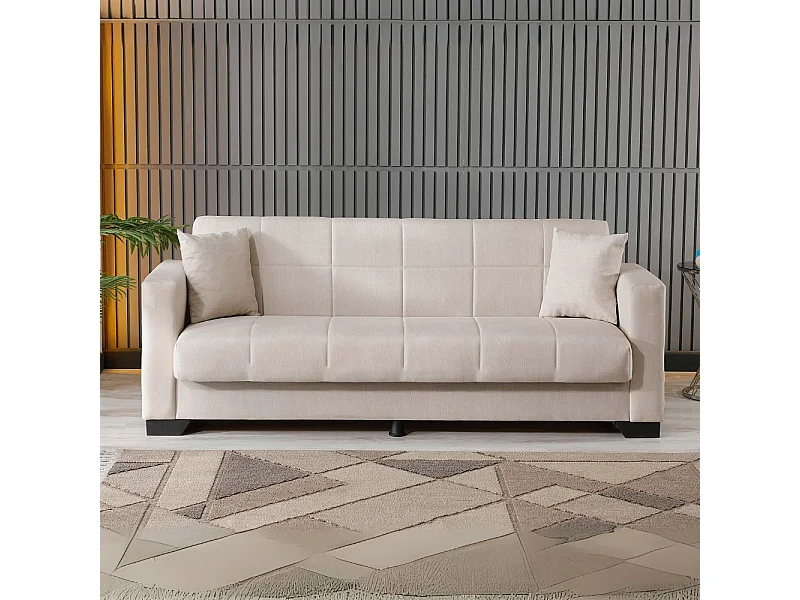 Divano letto Moon con contenitore colore Crema 213x81x83H