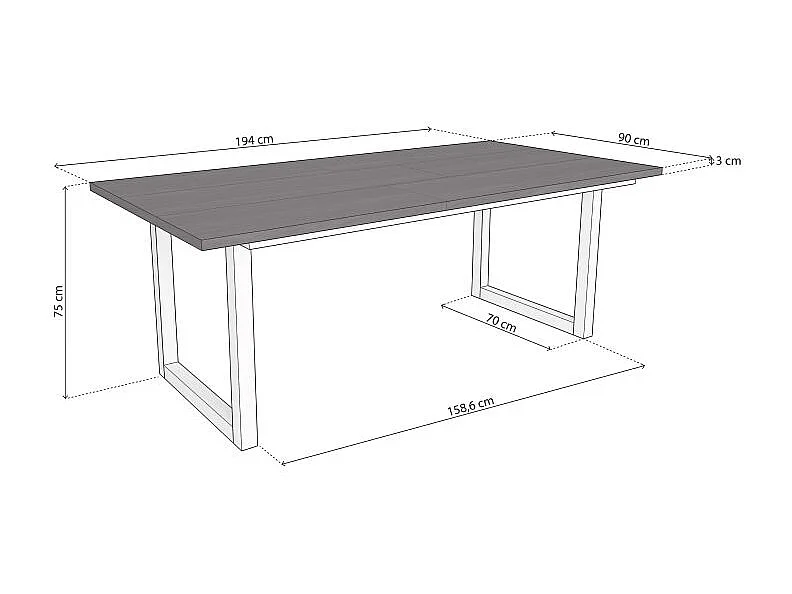 Mesa de comedor Altea 200 Negro Blanco