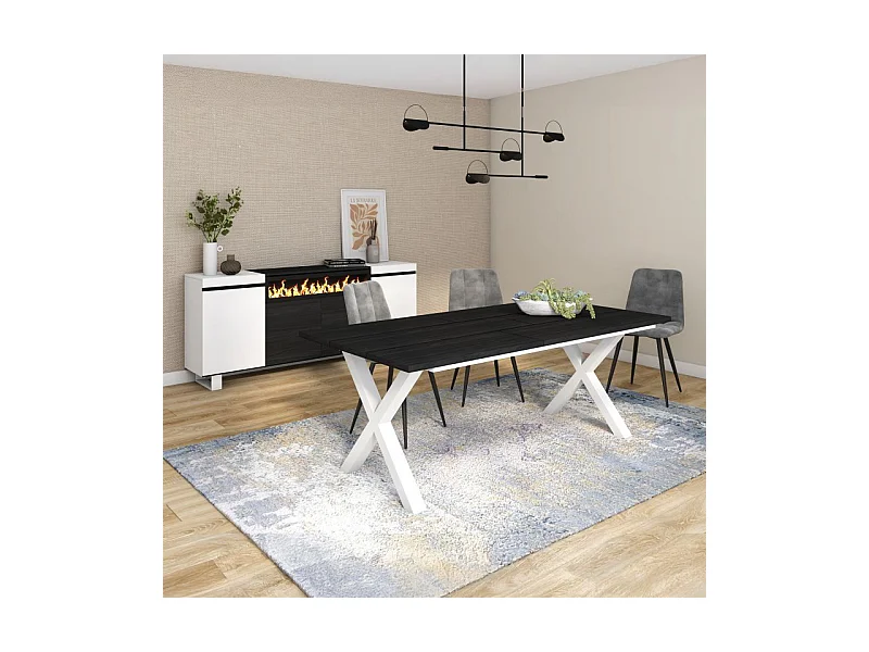 Mesa de comedor Oana 200 Negro Blanco