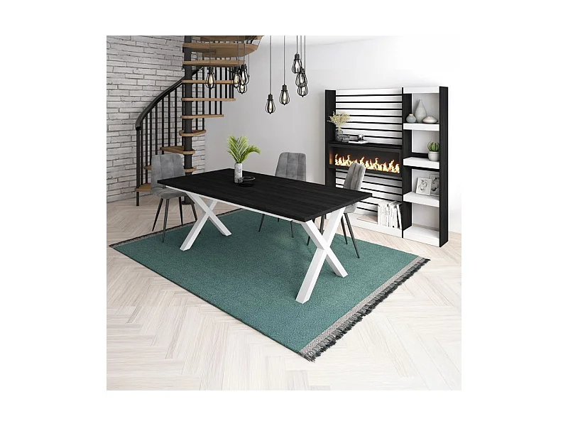 Mesa de comedor Oana 200 Negro Blanco