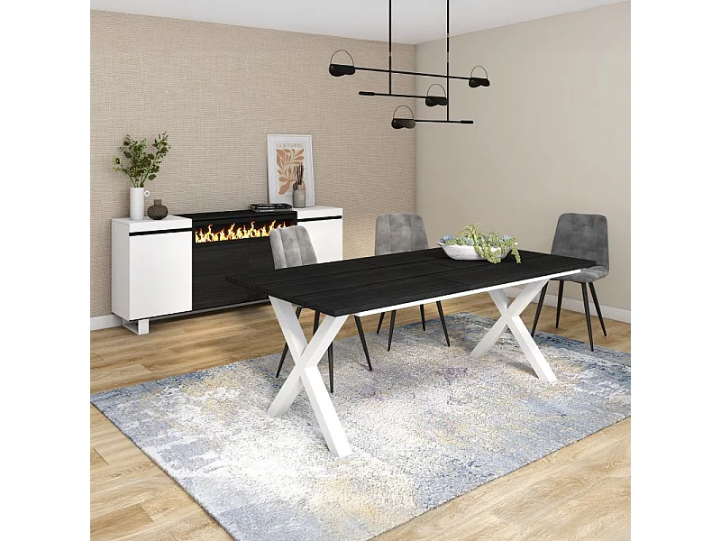 Mesa de comedor Oana 200 Negro Blanco