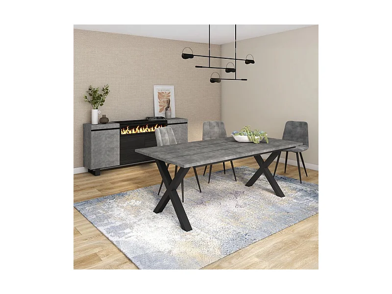 Mesa de comedor Oana 200 Cemento Negro