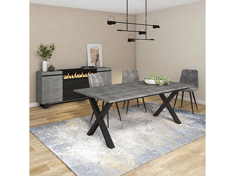 Mesa de comedor Oana 200 Cemento Negro