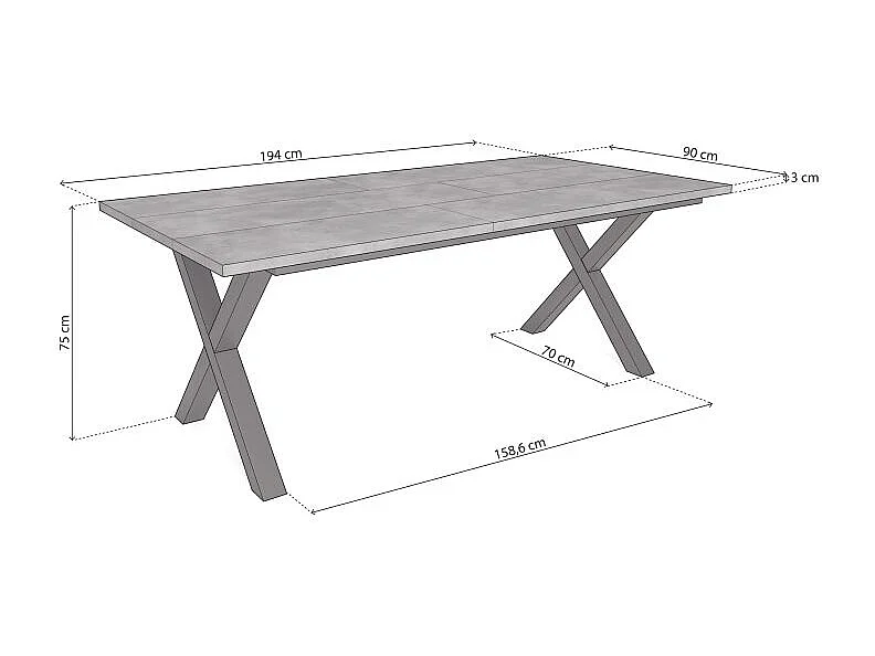 Mesa de comedor Oana 200 Cemento Negro