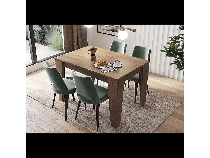 Tavolo da Pranzo Allungabile Da 120 A 160 Cm Gambe a Spillo Design Moderno 6 Posti Estensibile Con Guide In Metallo Cucina Salotto Soggiorno 160 x 90 x 78 Cm (Noce)