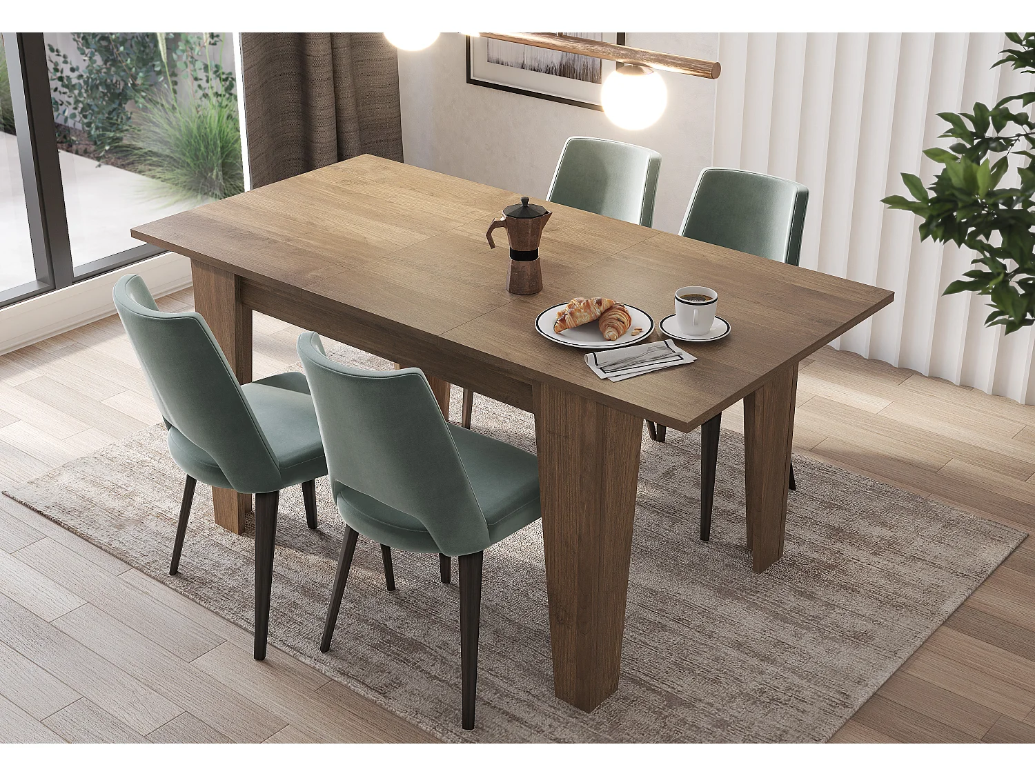 Tavolo da Pranzo Allungabile Da 120 A 160 Cm Gambe a Spillo Design Moderno 6 Posti Estensibile Con Guide In Metallo Cucina Salotto Soggiorno 160 x 90 x 78 Cm (Noce)