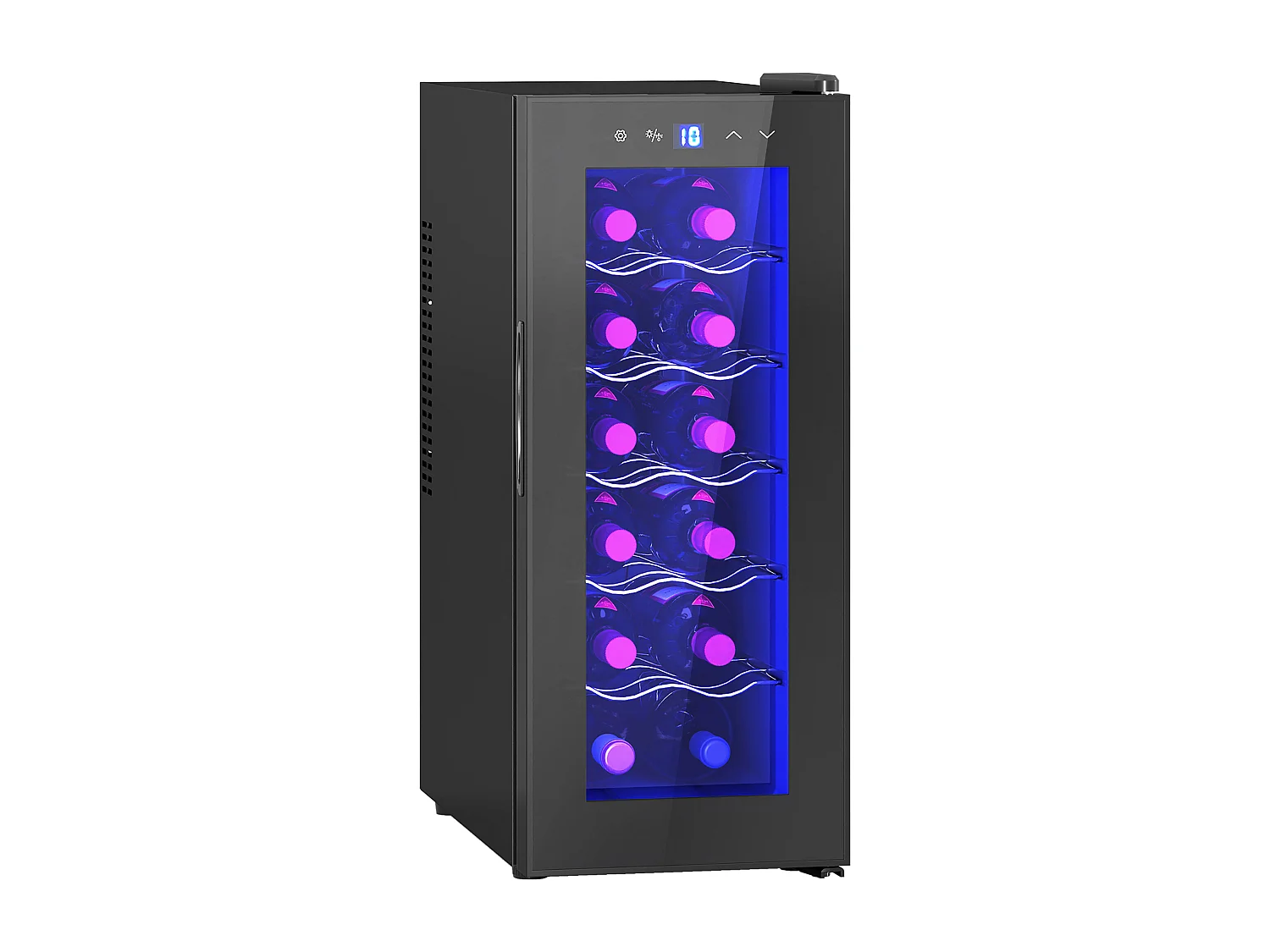 Cantinetta frigo per 12 bottiglie display touch e ripiani regolabili