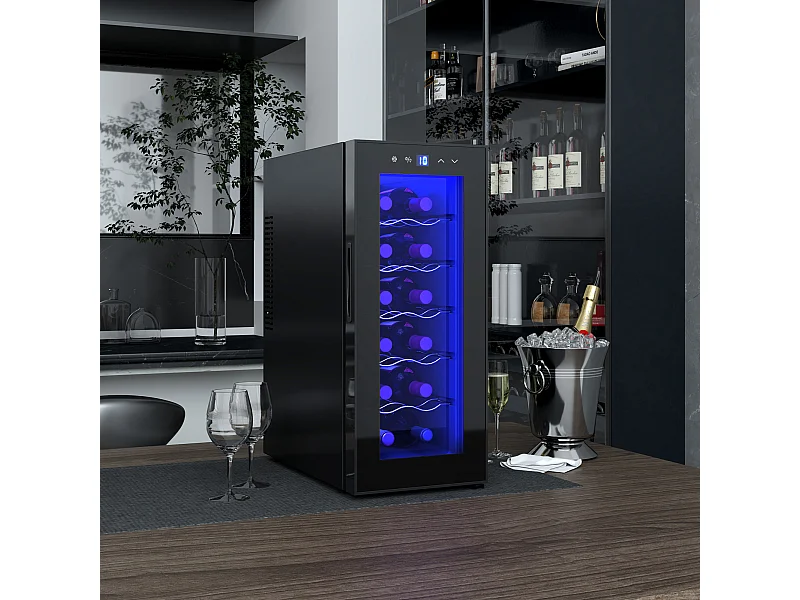 Cantinetta frigo per 12 bottiglie display touch e ripiani regolabili