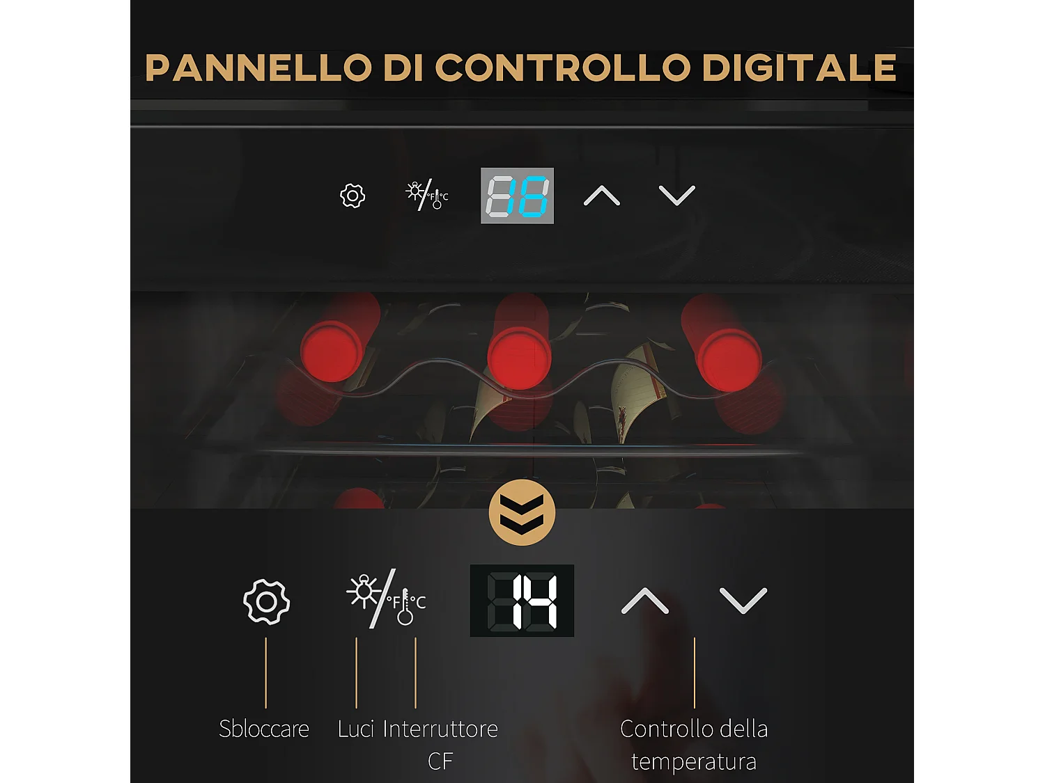 Cantinetta frigo per 18 bottiglie con display touch e luce led