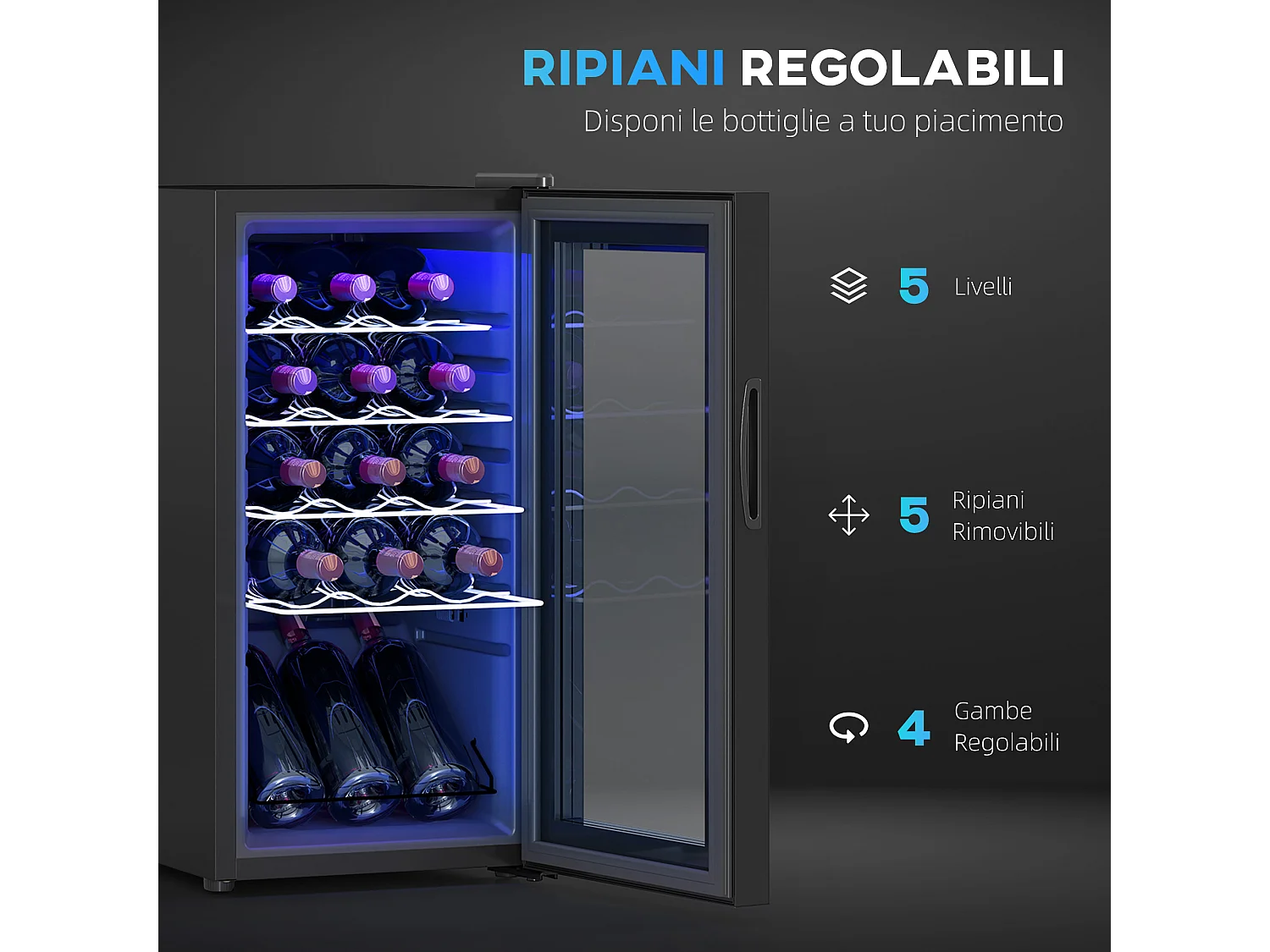 Cantinetta frigo per 15 bottiglie con controllo della temperatura