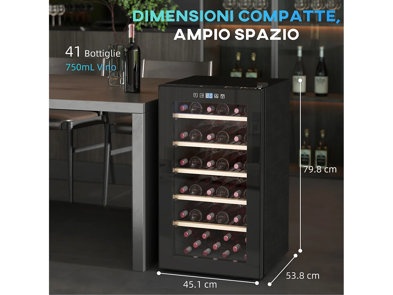 Cantinetta frigo per 41 bottiglie con controllo della temperatura