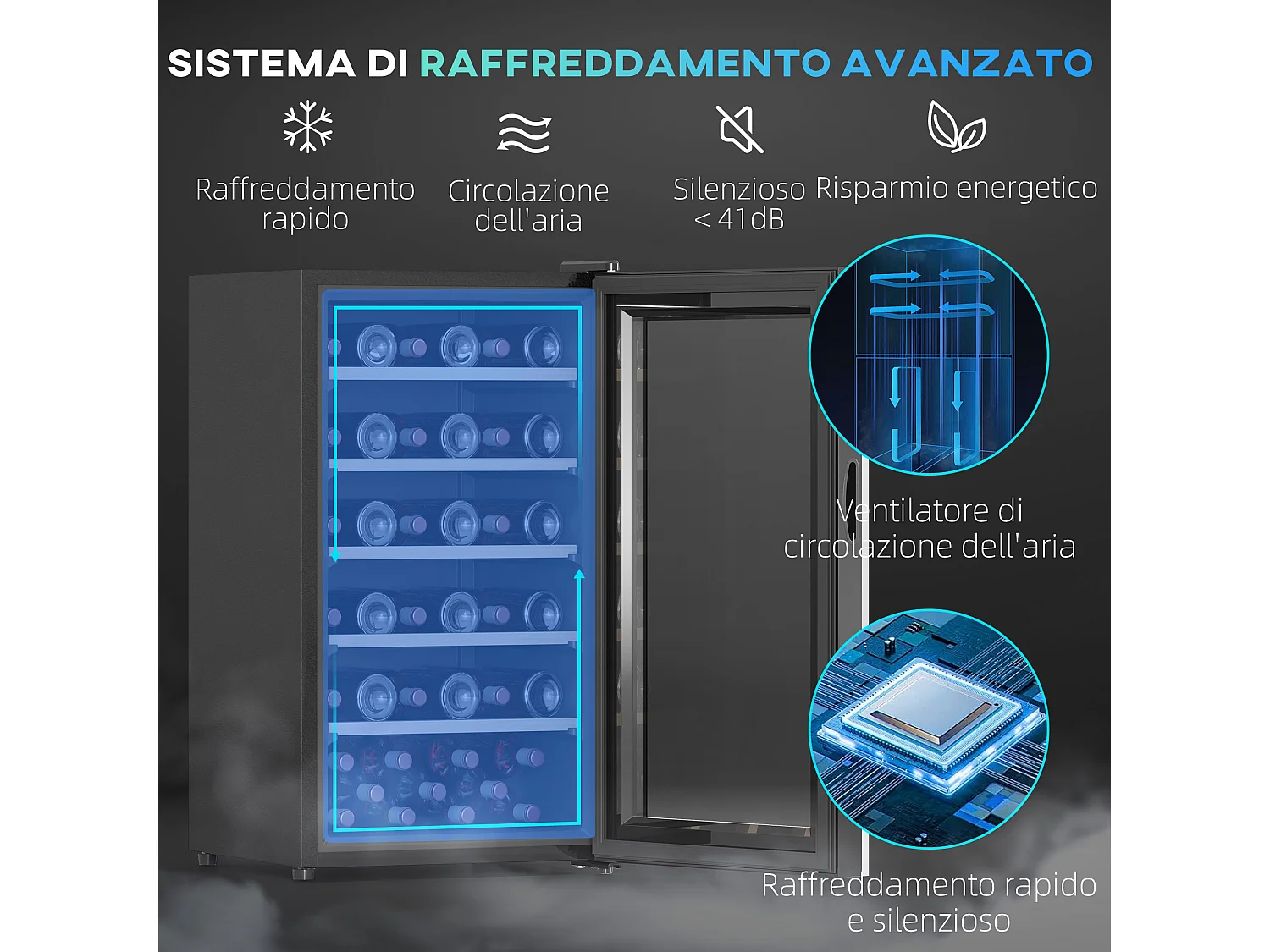 Cantinetta frigo per 41 bottiglie con controllo della temperatura
