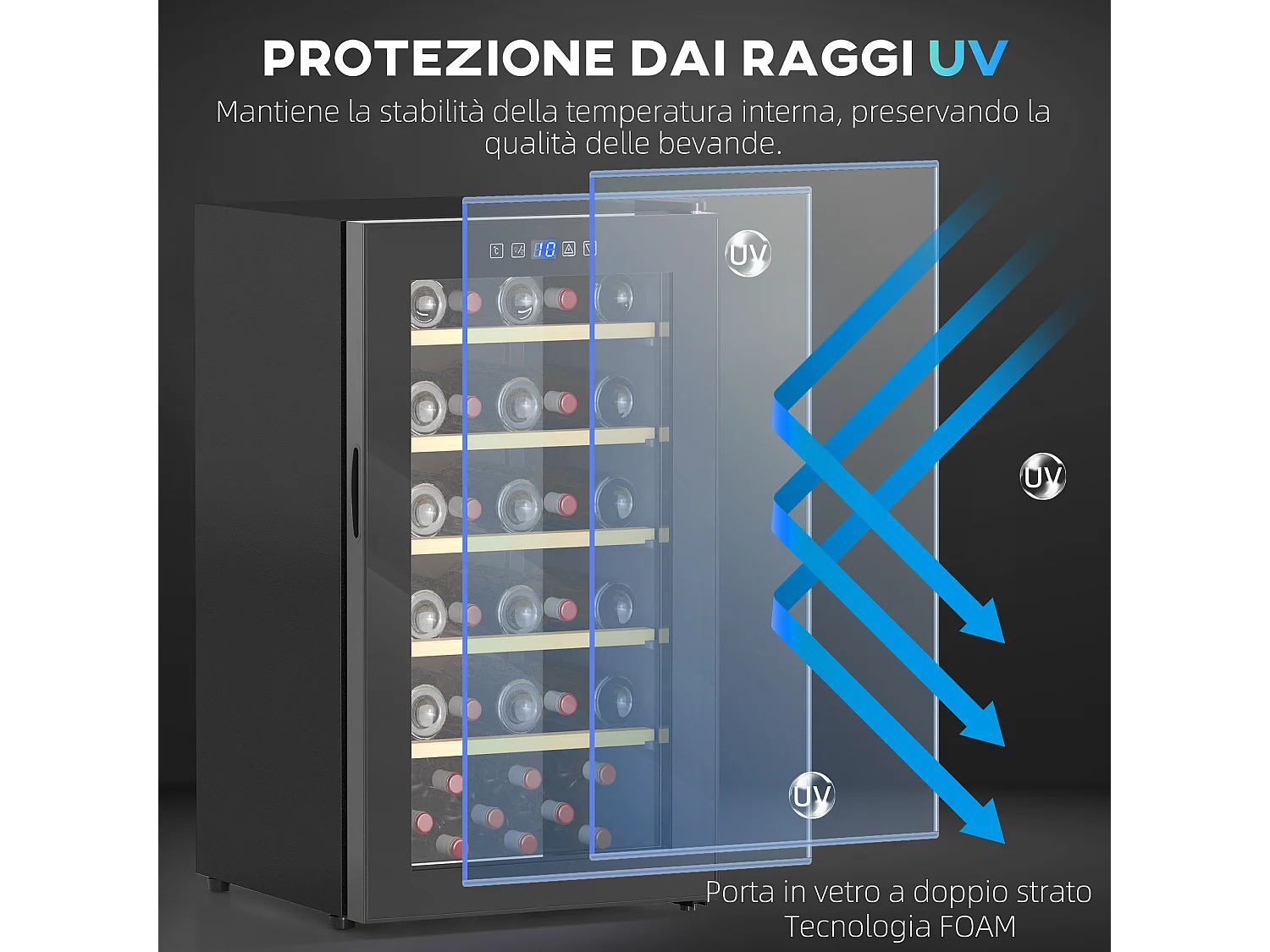 Cantinetta frigo per 41 bottiglie con controllo della temperatura