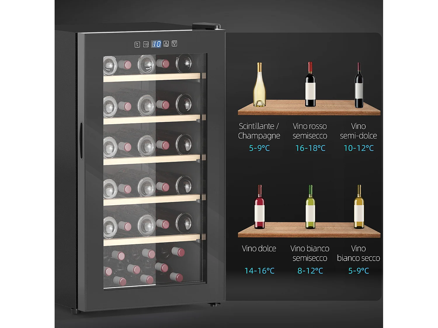 Cantinetta frigo per 41 bottiglie con controllo della temperatura