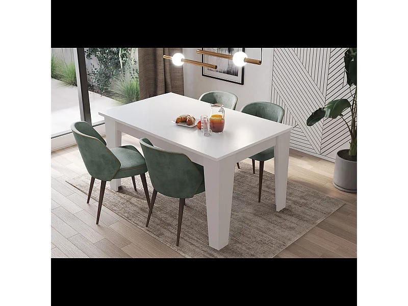 Tavolo da Pranzo Allungabile Da 120 A 160 Cm Gambe a Spillo Design Moderno 6 Posti Estensibile Con Guide In Metallo Cucina Salotto Soggiorno 160x90x78 Cm Bianco