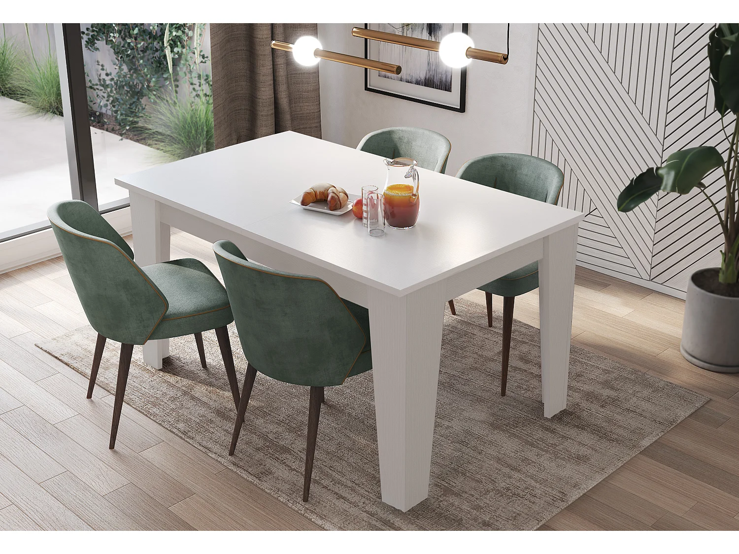 Tavolo da Pranzo Allungabile Da 120 A 160 Cm Gambe a Spillo Design Moderno 6 Posti Estensibile Con Guide In Metallo Cucina Salotto Soggiorno 160x90x78 Cm Bianco