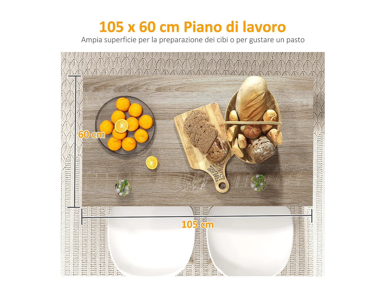 Isola per cucina con 2 ripiani e 2 armadietti in mdf nero e rovere