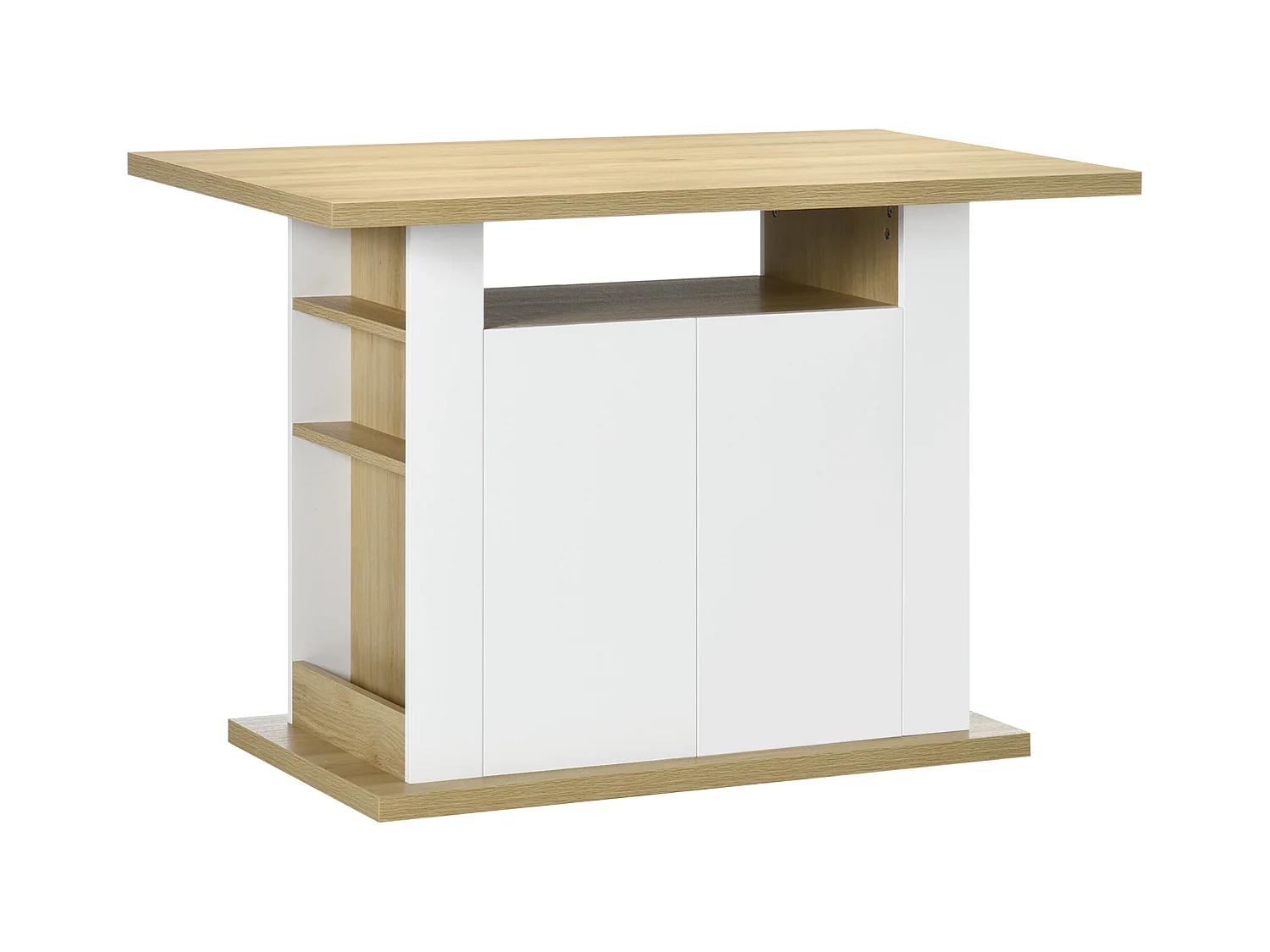 Isola per cucina 4-6 persone con armadietti e ripiani in truciolato