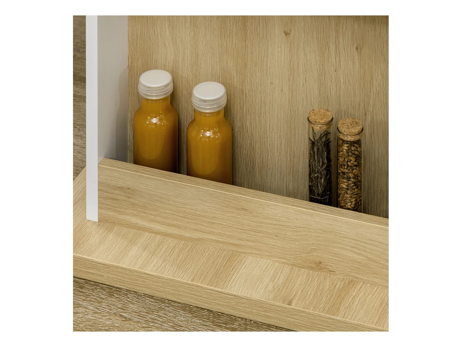 Isola per cucina 4-6 persone con armadietti e ripiani in truciolato