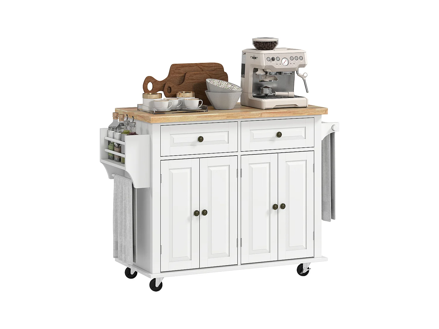 Carrello da cucina con cassetti armadietti portaspezie 4 ruote