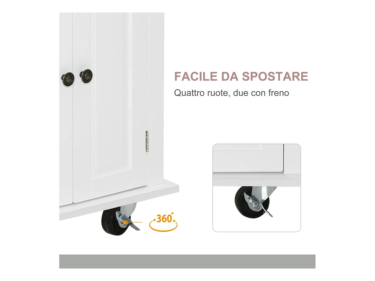 Carrello da cucina con cassetti armadietti portaspezie 4 ruote