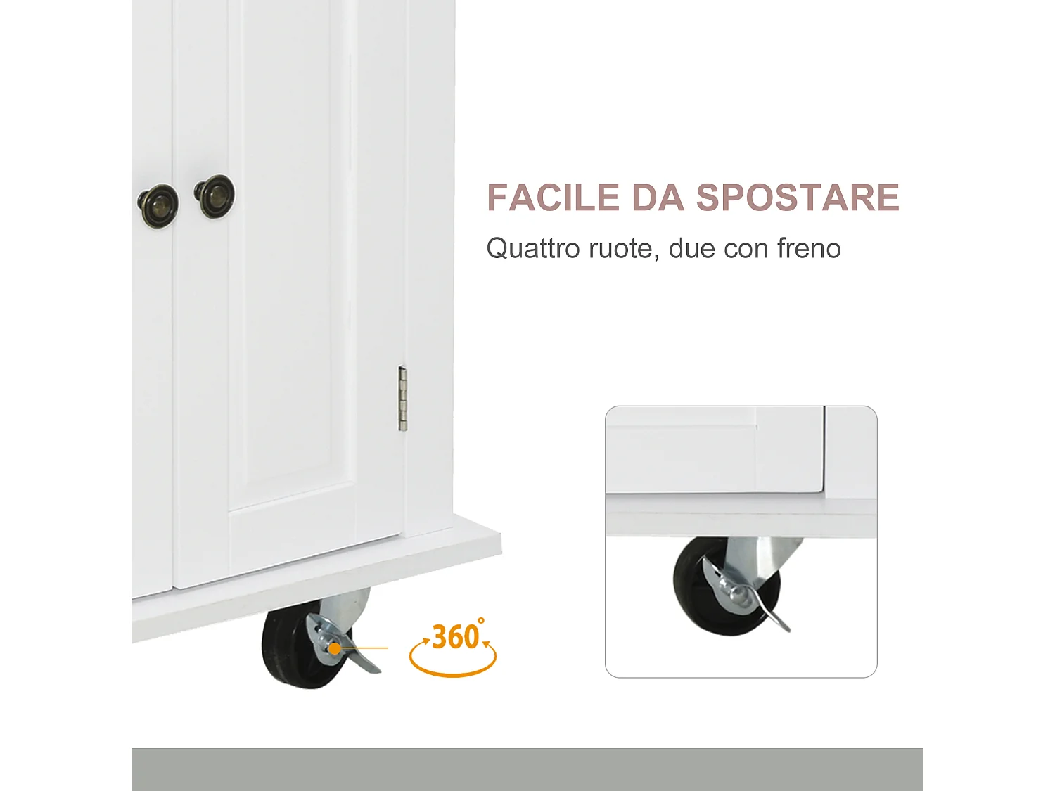 Carrello da cucina con cassetti armadietti portaspezie 4 ruote