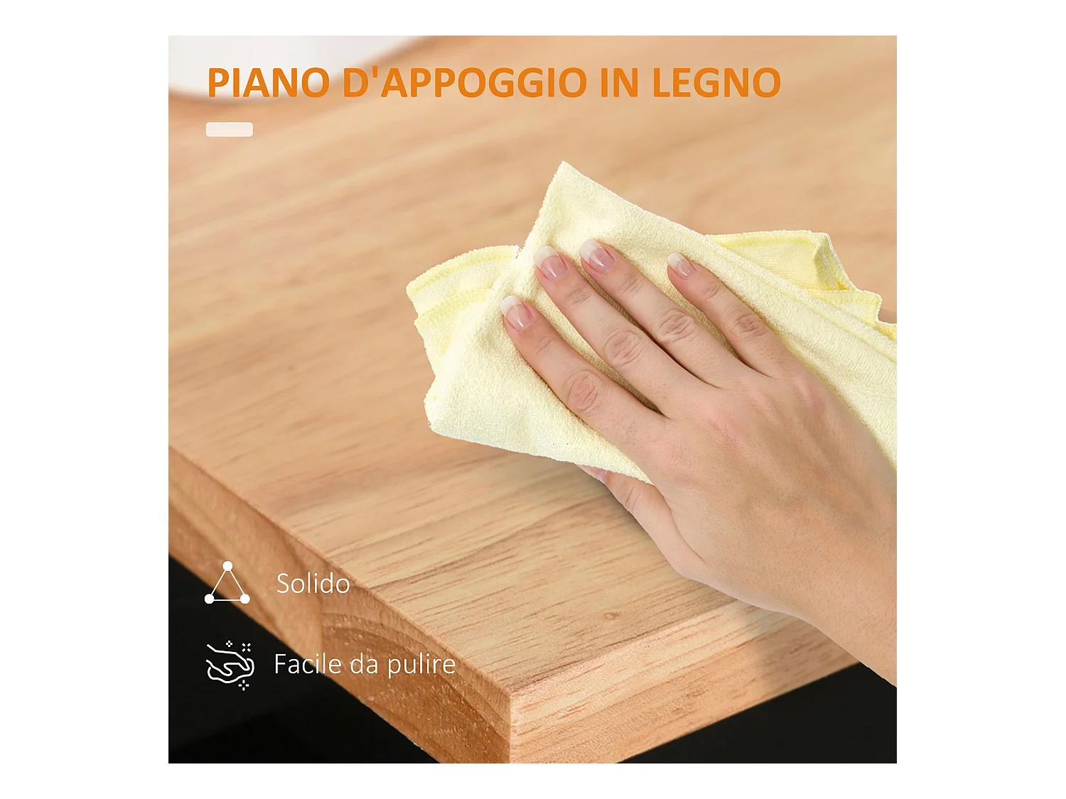 Carrello da cucina con cassetto armadietto 2 ante e ruote nero