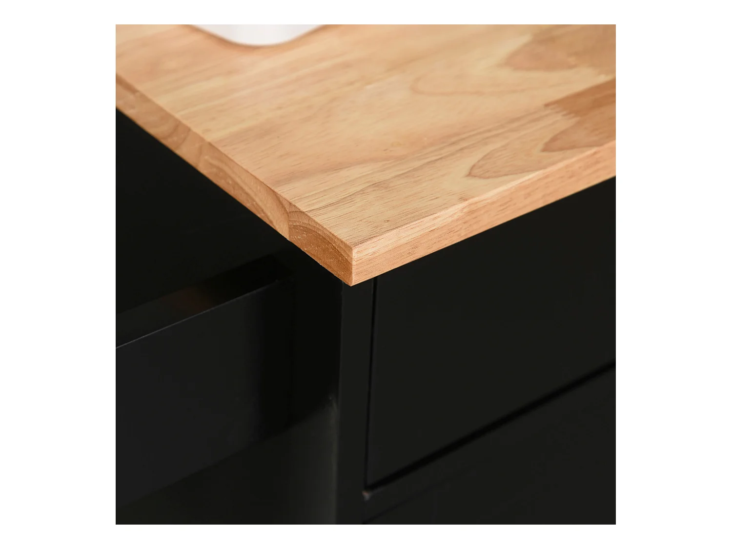 Carrello da cucina con cassetto armadietto 2 ante e ruote nero