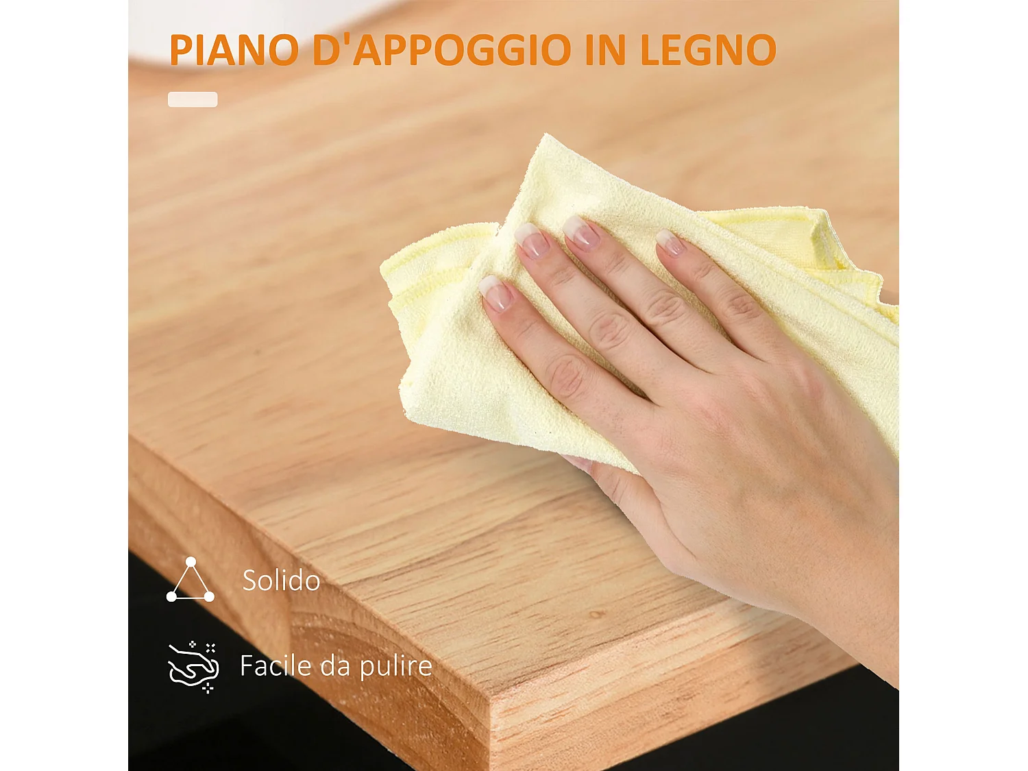 Carrello da cucina con cassetto armadietto 2 ante e ruote nero