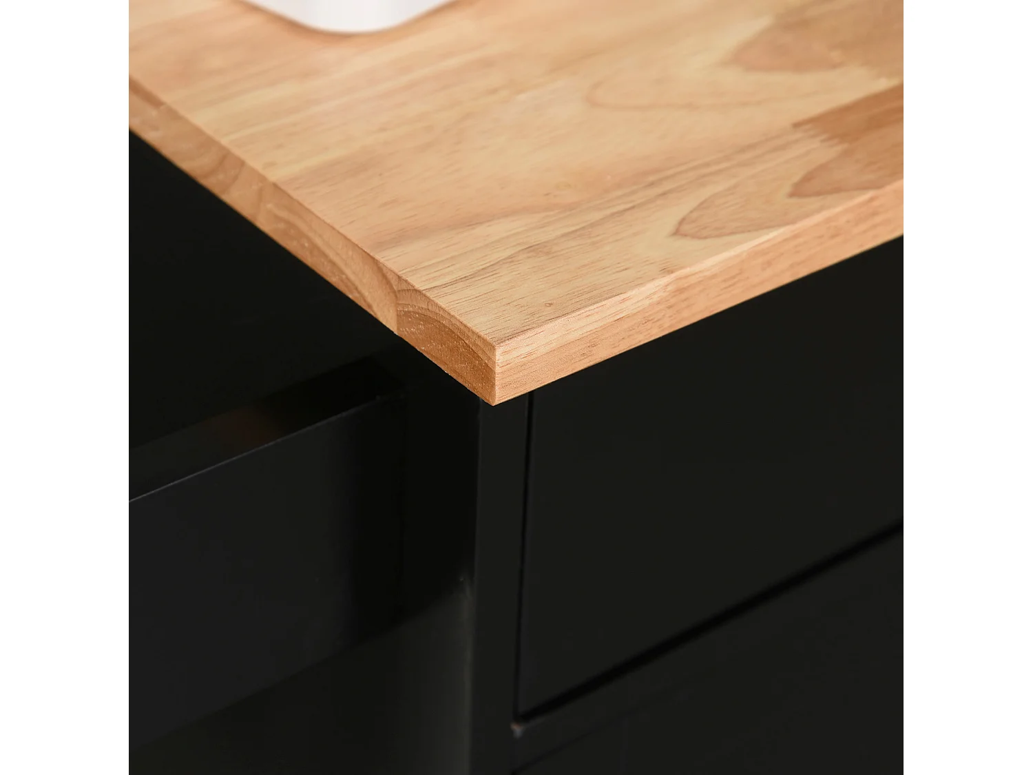 Carrello da cucina con cassetto armadietto 2 ante e ruote nero