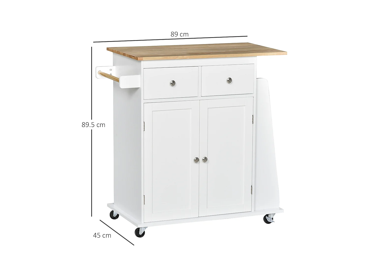 Carrello da cucina a 3 livelli portaoggetti salvaspazio legno