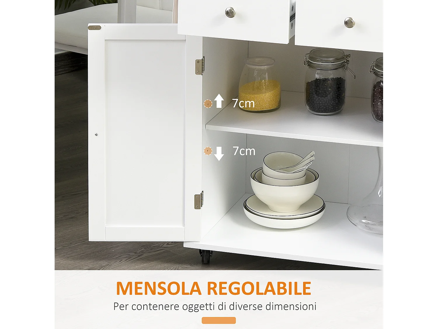 Carrello da cucina a 3 livelli portaoggetti salvaspazio legno