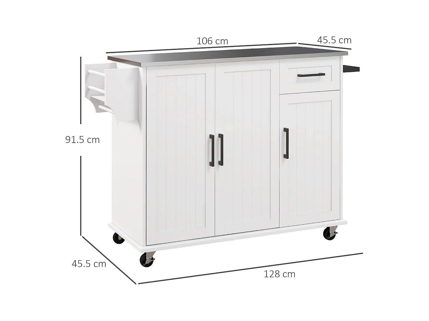 Isola per cucina con cassetto armadietti a 2 ante e 2 ripiani