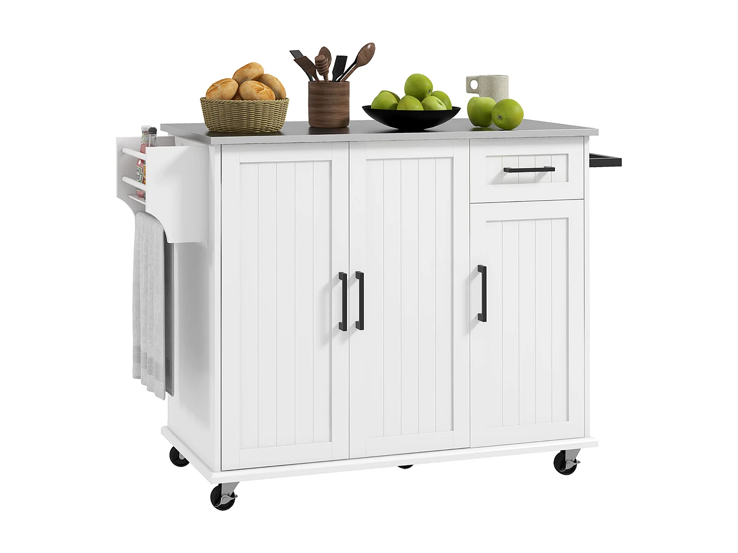 Isola per cucina con cassetto armadietti a 2 ante e 2 ripiani