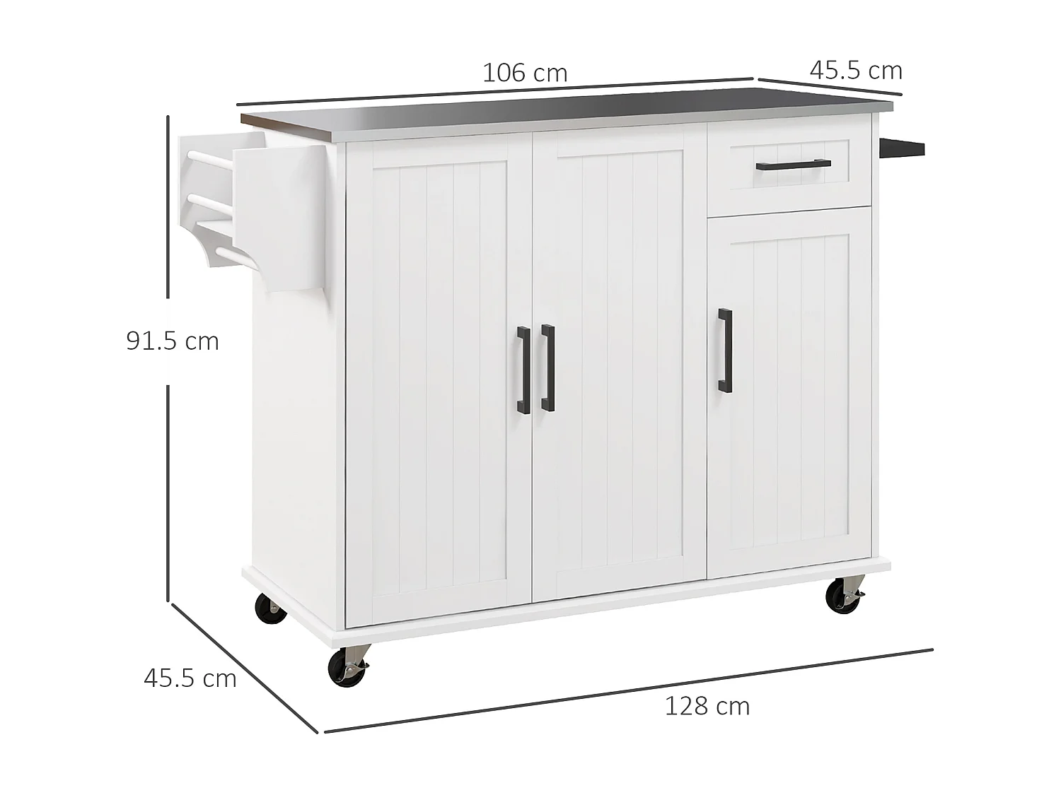 Isola per cucina con cassetto armadietti a 2 ante e 2 ripiani