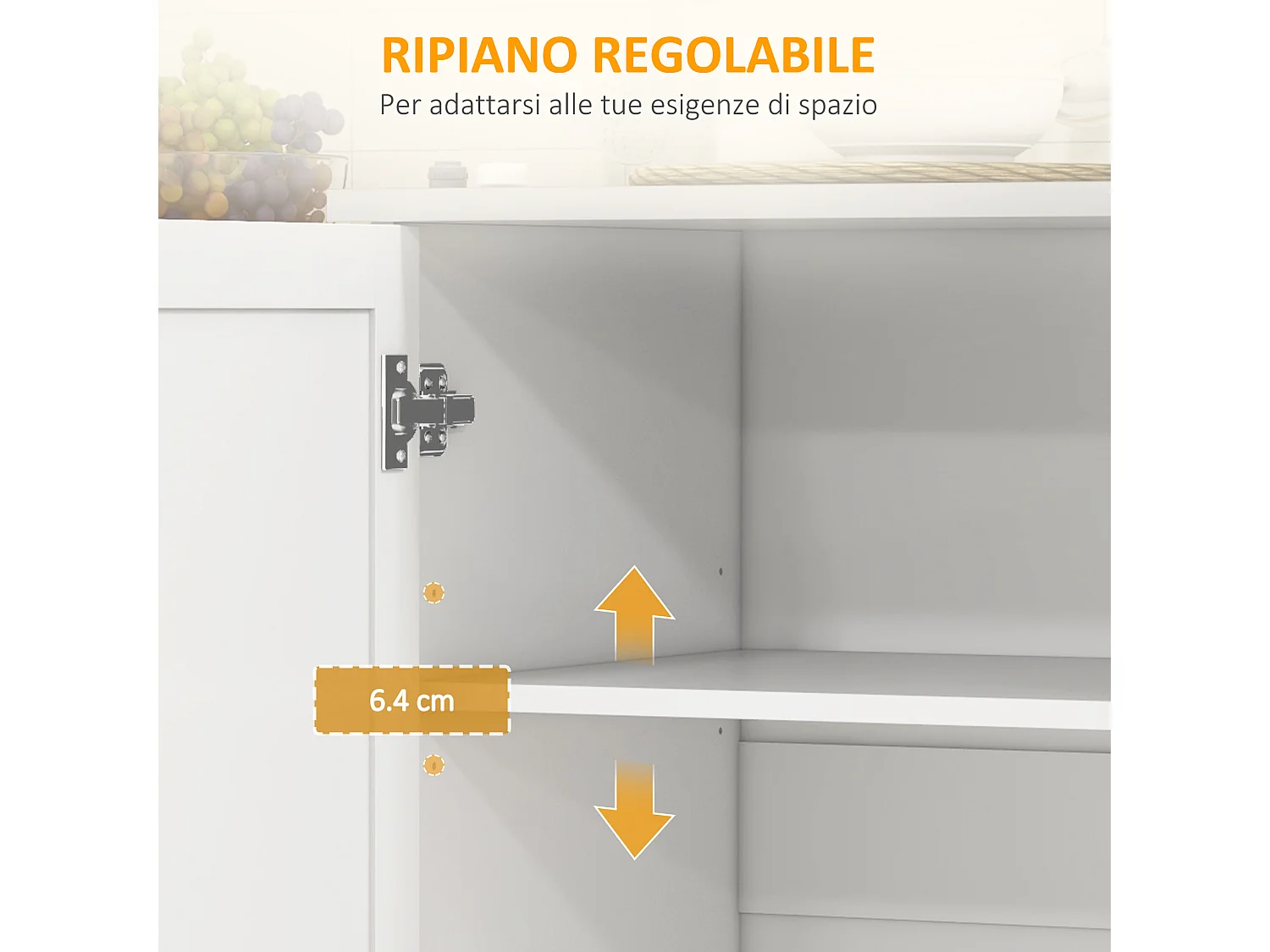 Isola per cucina con cassetto armadietti a 2 ante e 2 ripiani