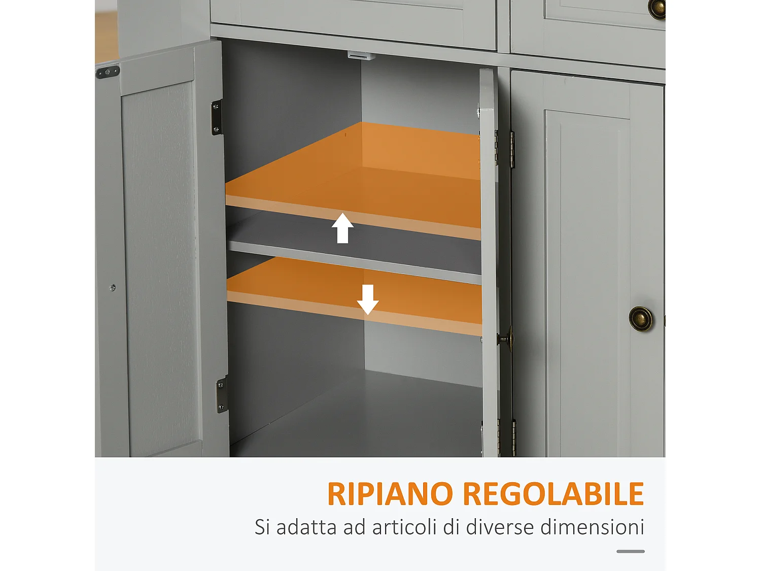 Carrello da cucina con 2 cassetti e 2 armadietti in legno grigio