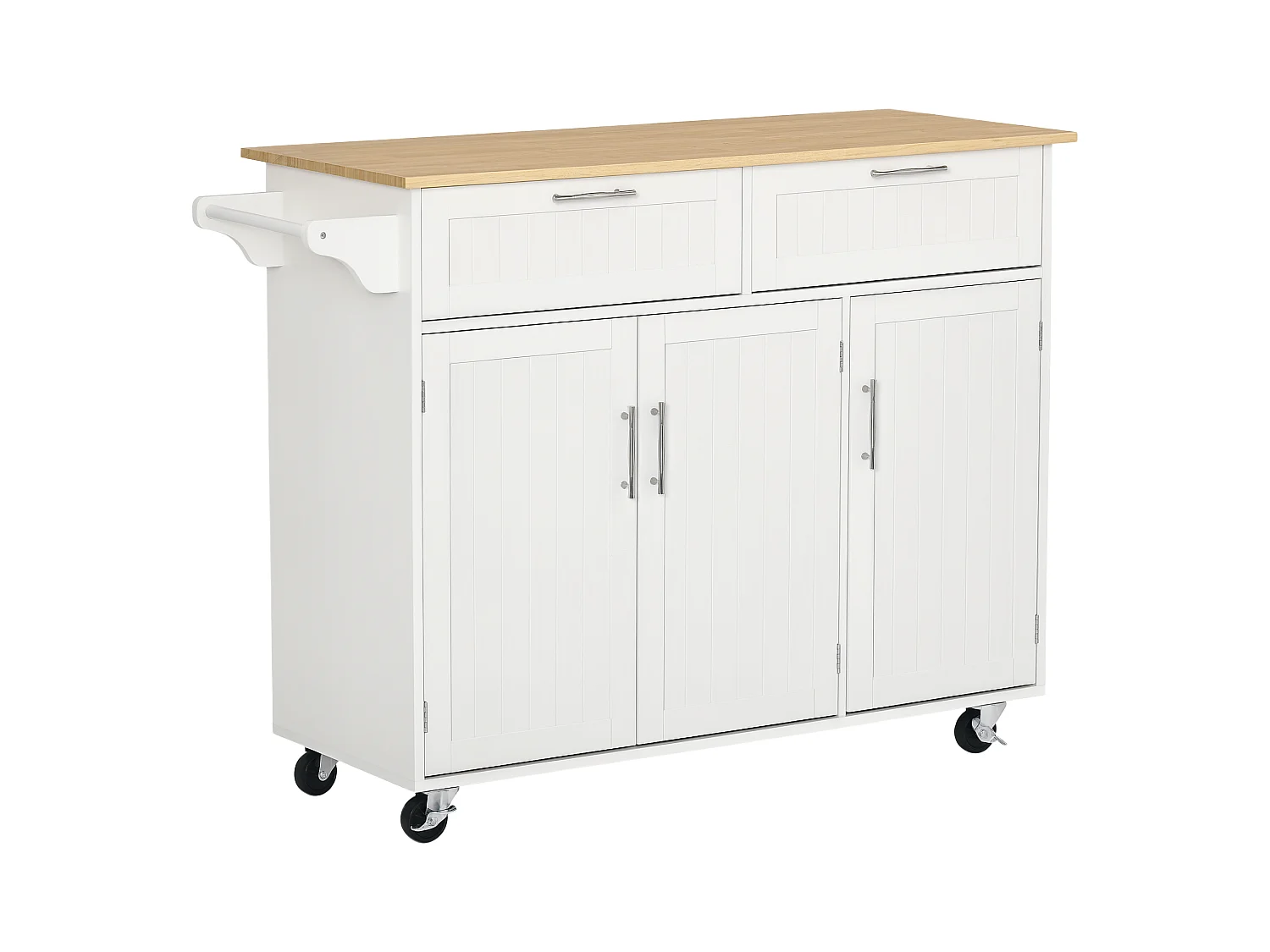 Carrello da cucina multiuso in legno 121x46x91cm bianco