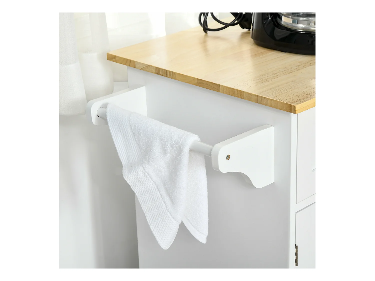 Carrello da cucina multiuso in legno 121x46x91cm bianco