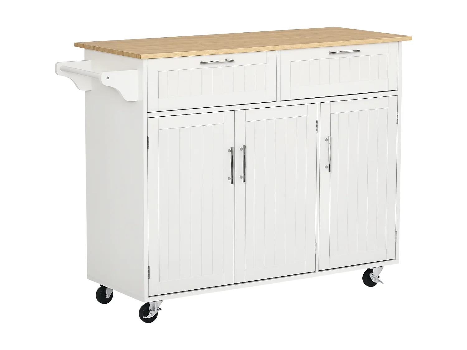 Carrello da cucina multiuso in legno 121x46x91cm bianco