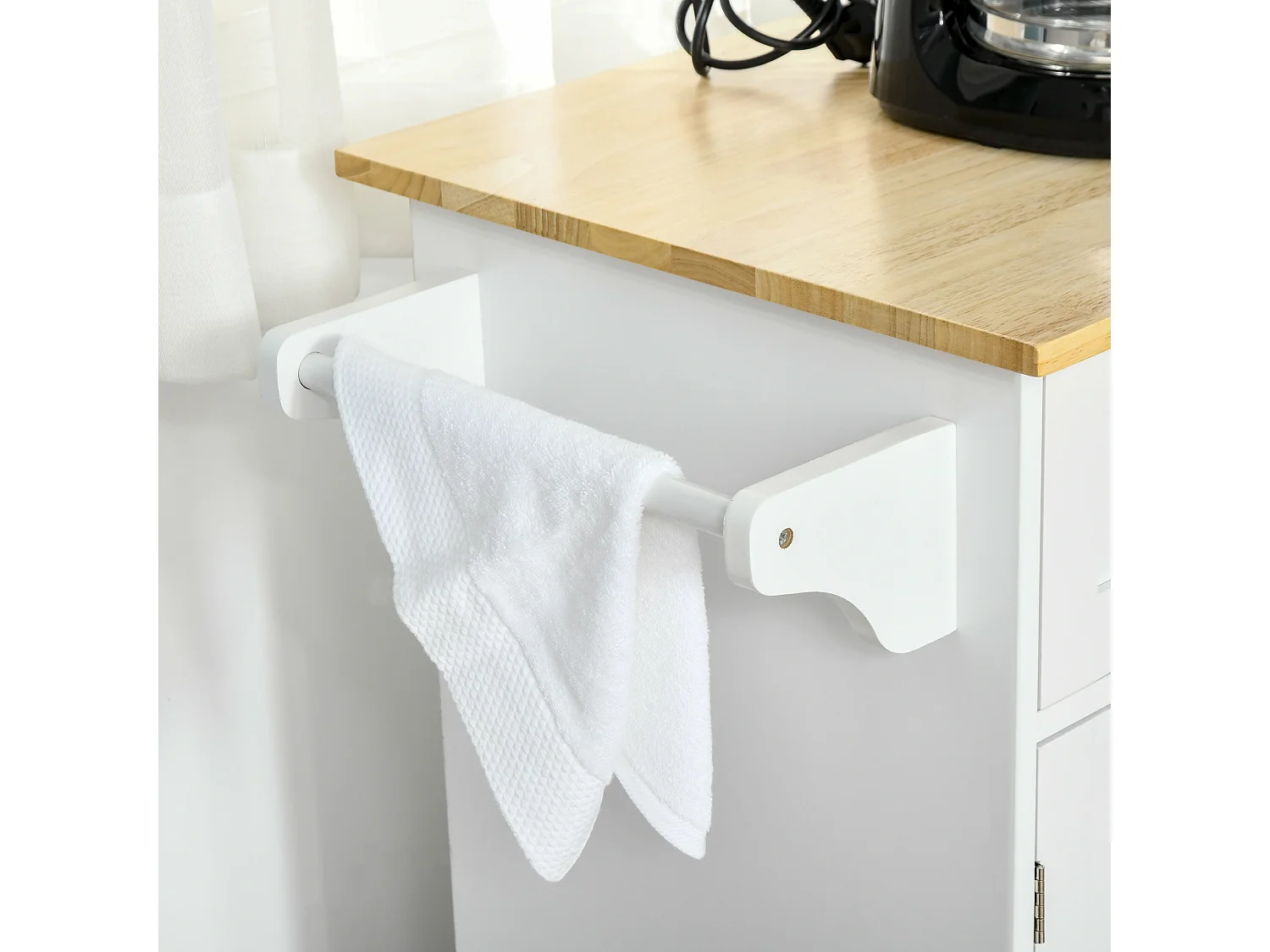 Carrello da cucina multiuso in legno 121x46x91cm bianco