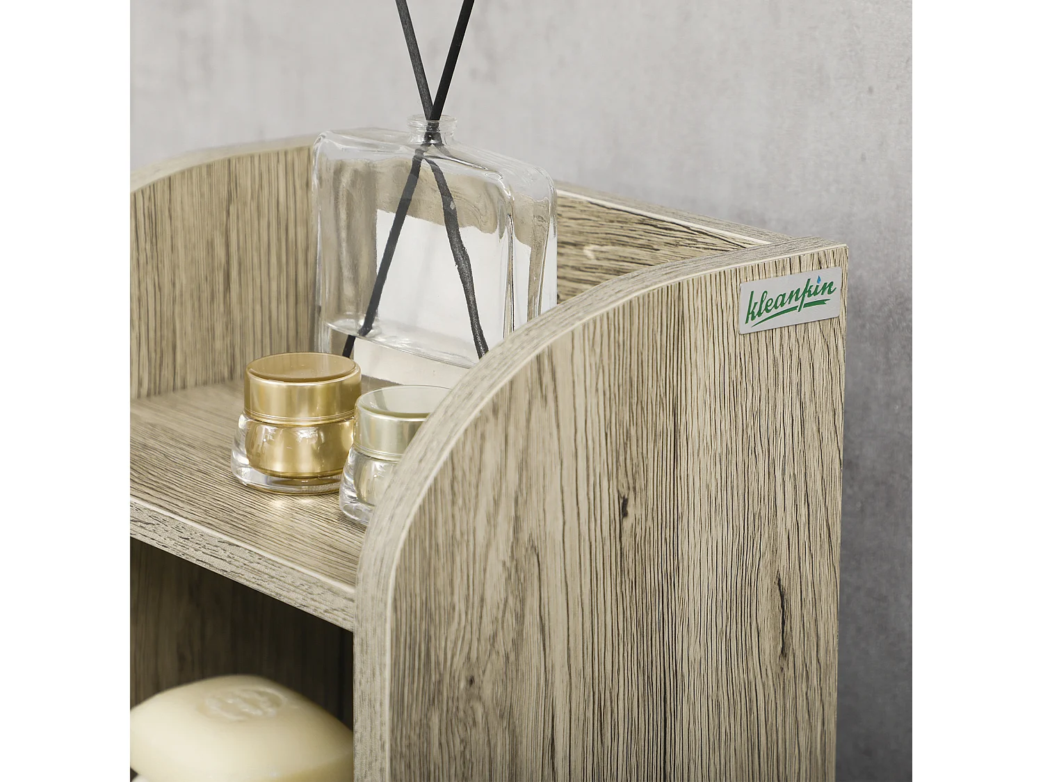 Mobile bagno salvaspazio con armadietto e ripiani grigio